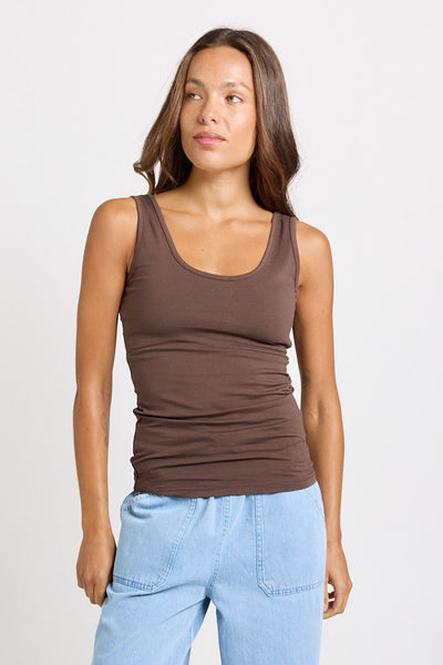 Emma Scoop Tank-Chocolate