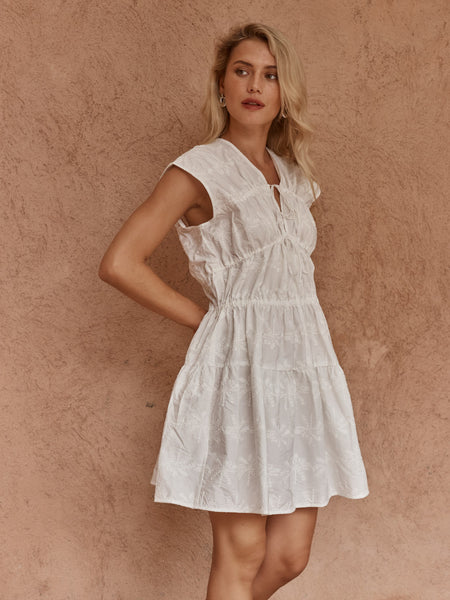 Ivie Embroidered Tie Dress