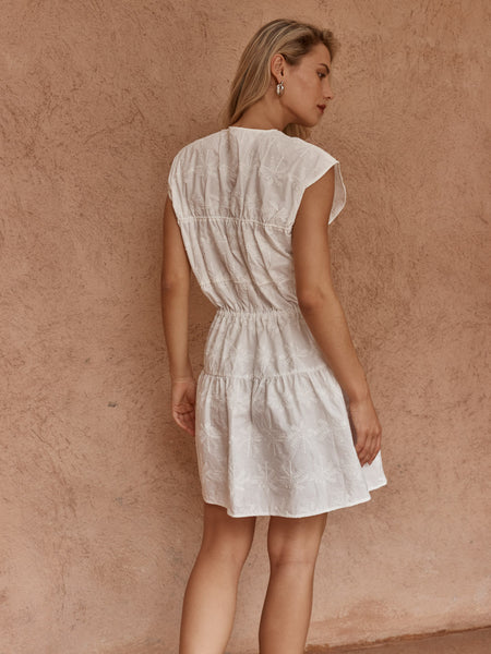 Ivie Embroidered Tie Dress