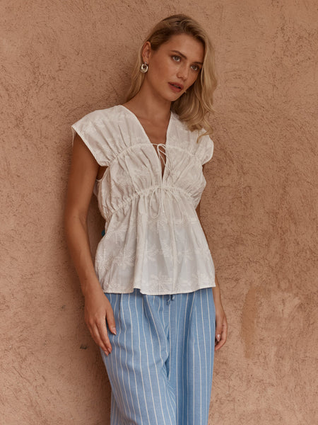 Bobbie Embroidered Tie Top