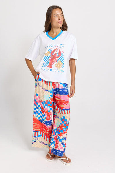 V-Neck Boxy Tee-La Dolce Vita Print