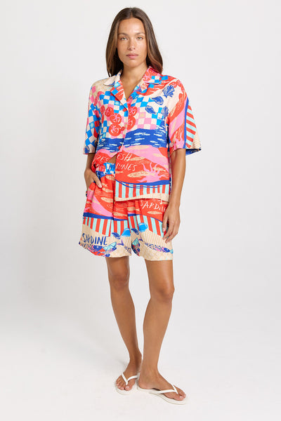 Copacabana Shorts-Mediterranean Print