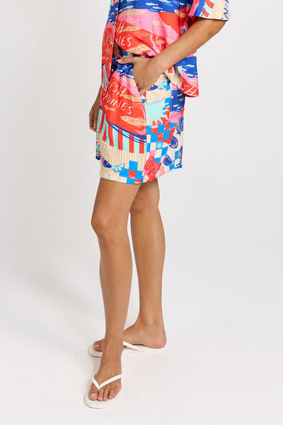 Copacabana Shorts-Mediterranean Print
