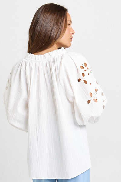 Daisy Broderie Blouse-White