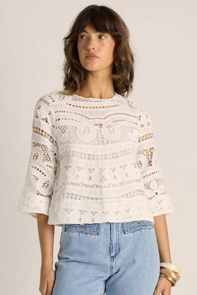 Gaia Lace Top-Ecru