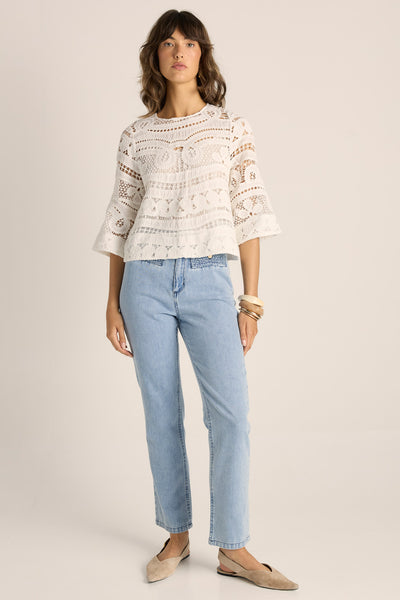 Gaia Lace Top-Ecru