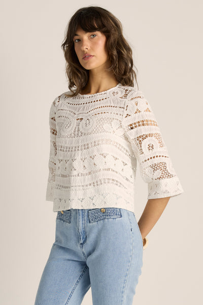 Gaia Lace Top-Ecru