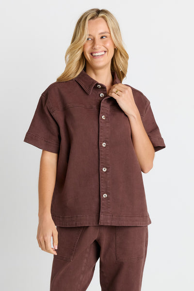 Quinn Cotton Shirt-Chocolate