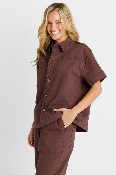 Quinn Cotton Shirt-Chocolate