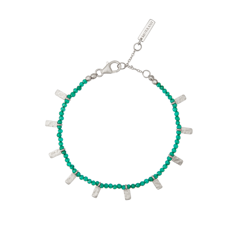 Wandering Soul Green Onyx Bracelet in Sterling Silver