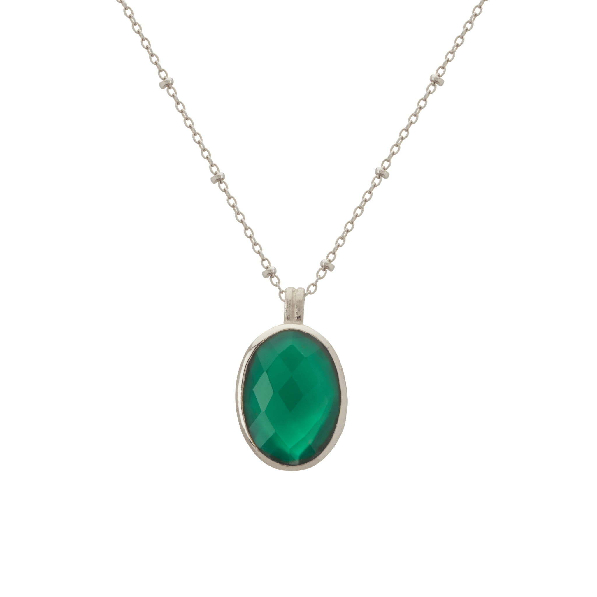 Wandering Soul Green Onyx Pendant Necklace in Sterling Silver