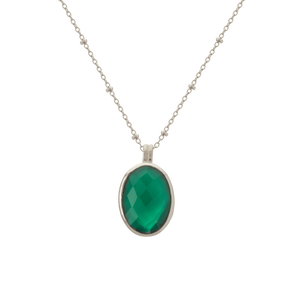 Wandering Soul Green Onyx Pendant Necklace in Sterling Silver