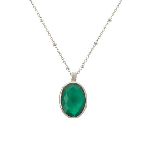 Wandering Soul Green Onyx Pendant Necklace in Sterling Silver