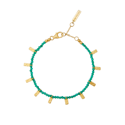 Wandering Soul Green Onyx Bracelet in 18KT Yellow Gold Plate