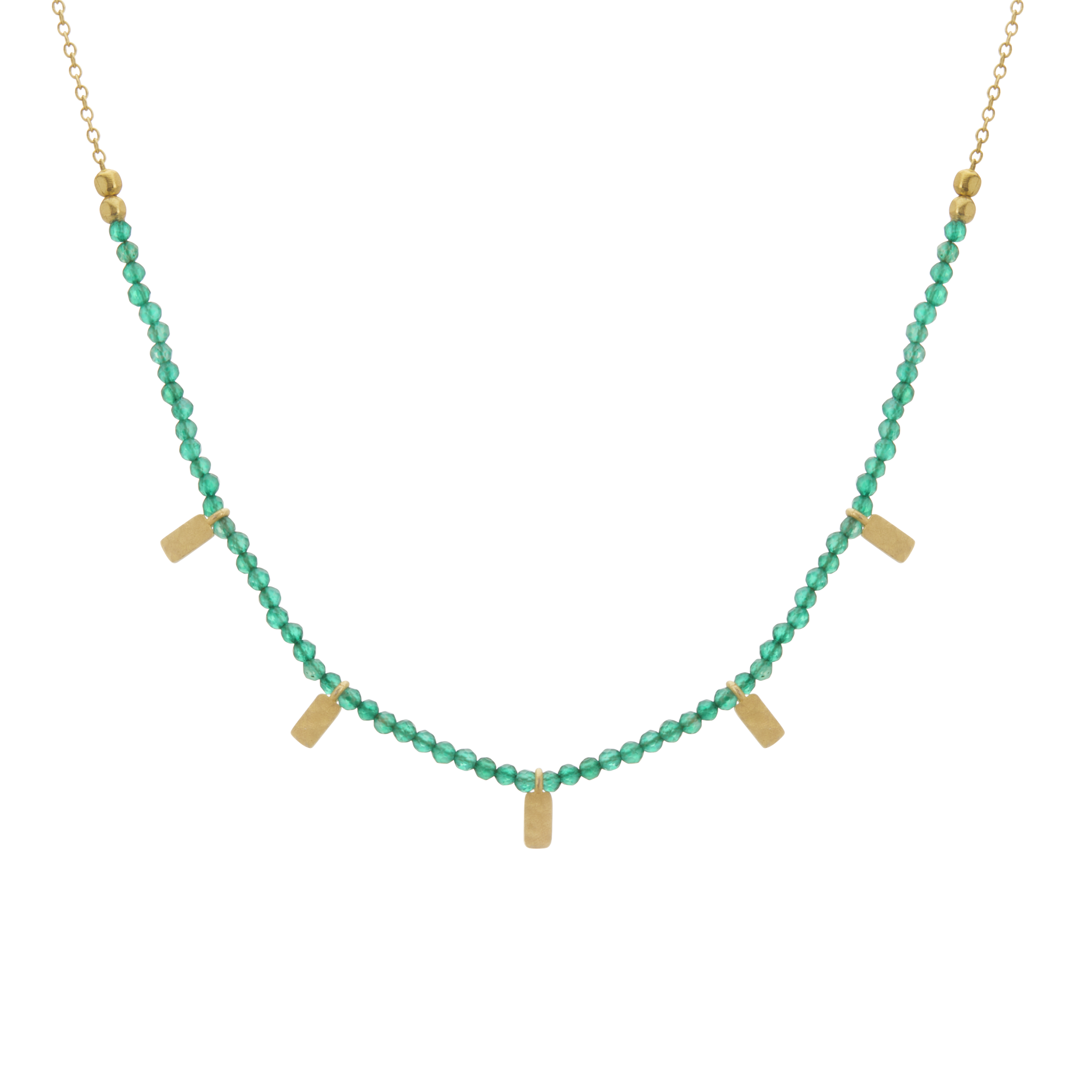 Wandering Soul Green Onyx Choker Necklace in 18KT Yellow Gold Plate