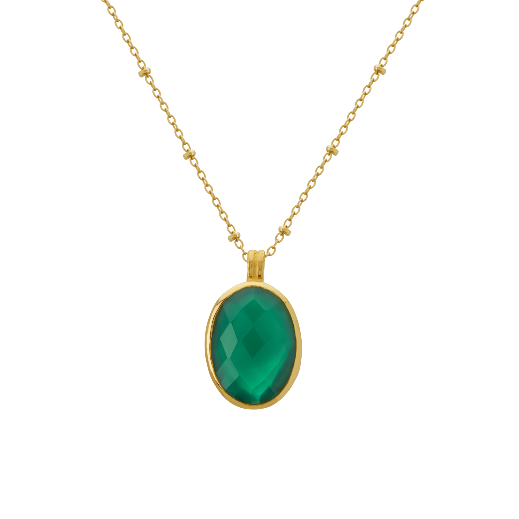 Wandering Soul Green Onyx Pendant Necklace in 18KT Yellow Gold Plate