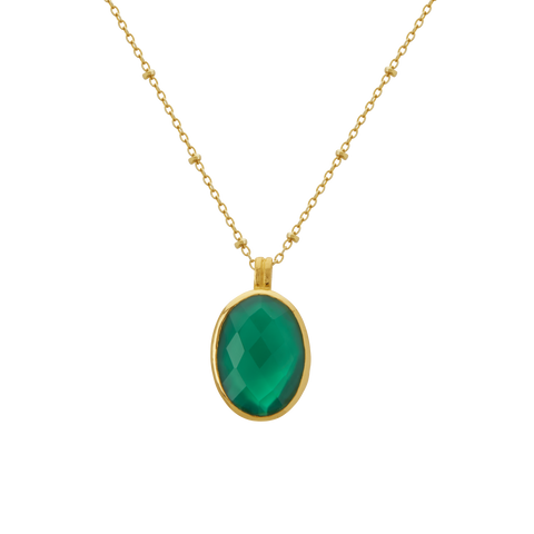 Wandering Soul Green Onyx Pendant Necklace in 18KT Yellow Gold Plate