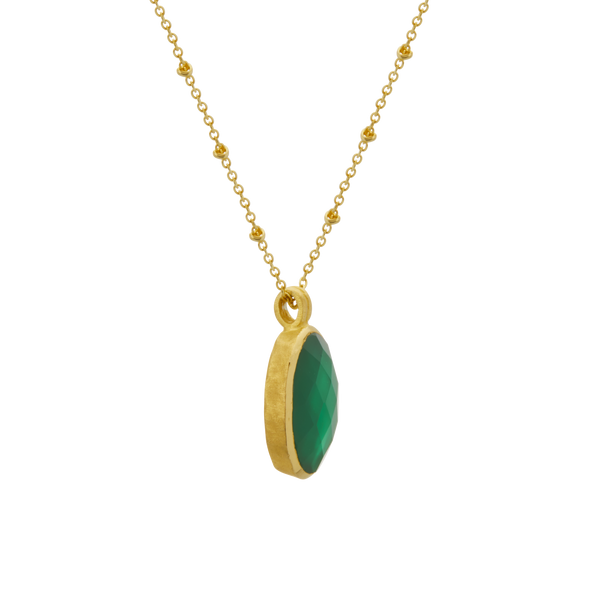Wandering Soul Green Onyx Pendant Necklace in 18KT Yellow Gold Plate