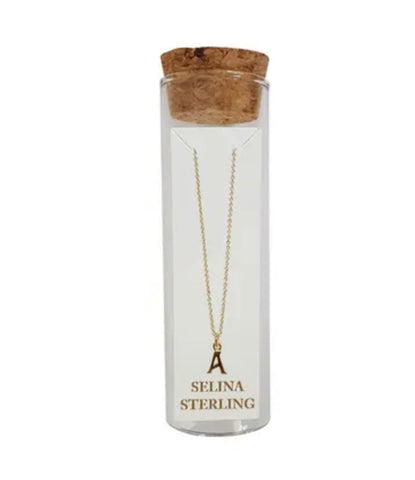 Selina Initial Necklace in Yellow Gold Plated Sterling Silver