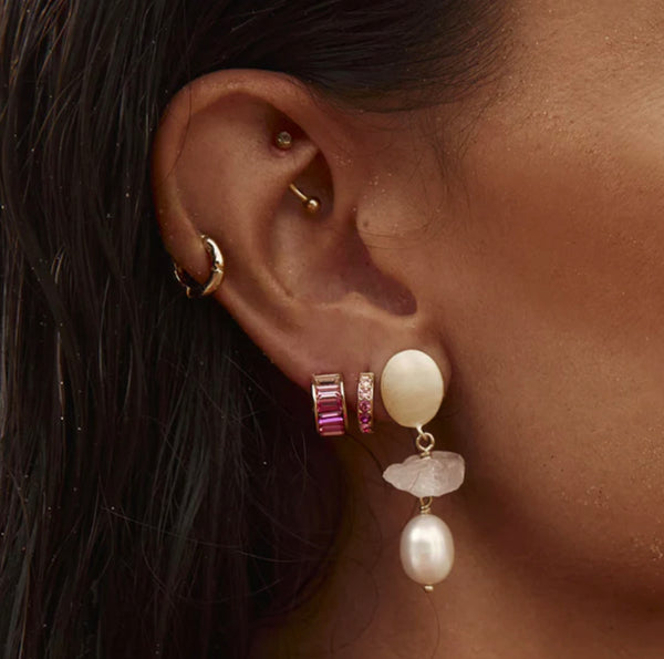 Free-Form Rose Quartz Pearl Drops