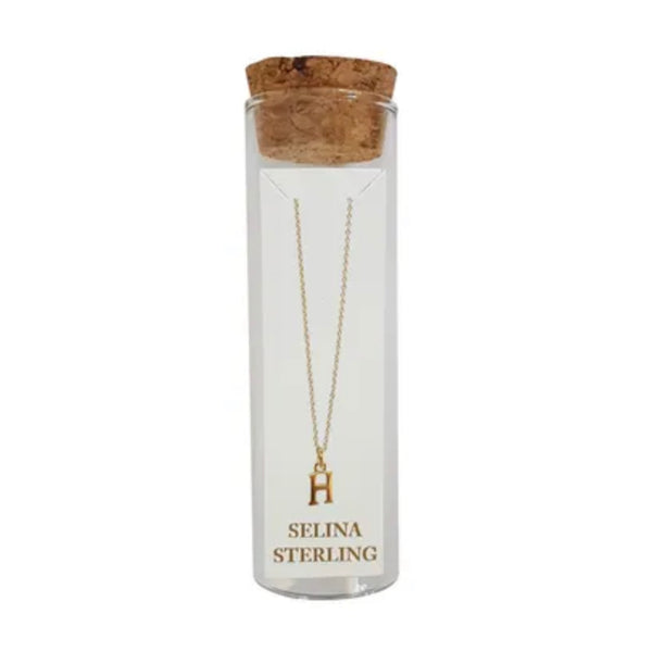 Selina Initial Necklace in Yellow Gold Plated Sterling Silver
