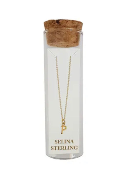 Selina Initial Necklace in Yellow Gold Plated Sterling Silver