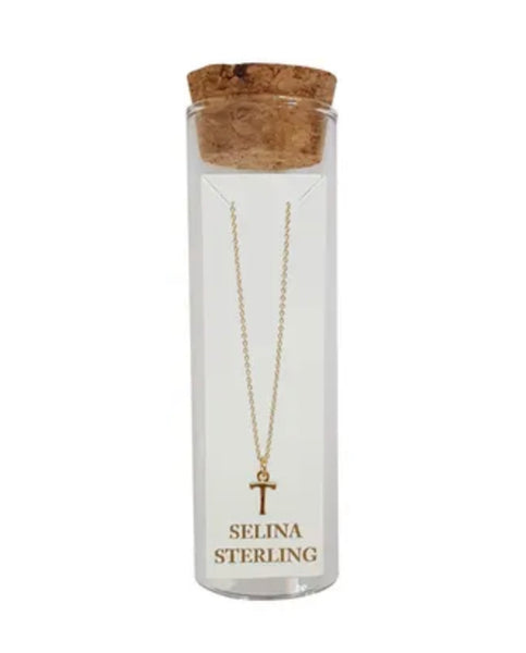Selina Initial Necklace in Yellow Gold Plated Sterling Silver