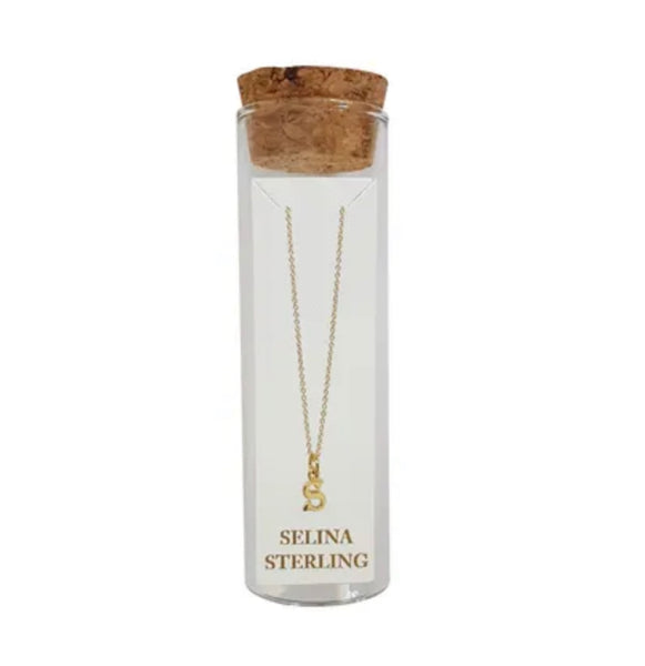 Selina Initial Necklace in Yellow Gold Plated Sterling Silver