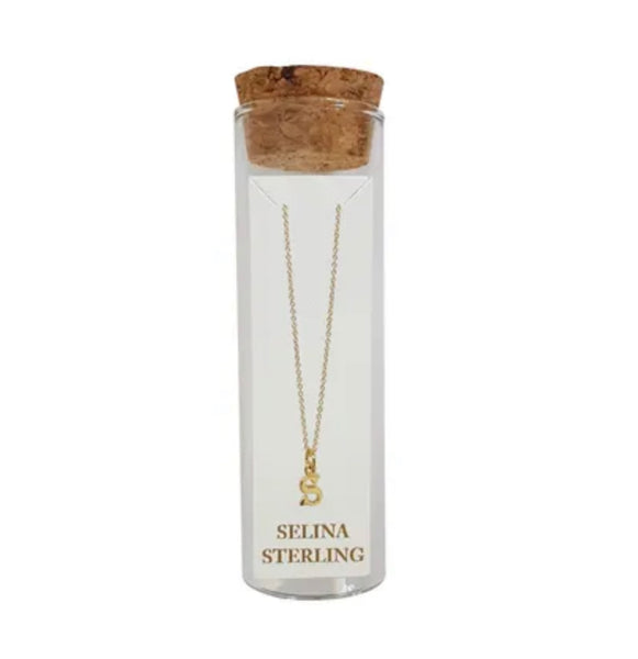 Selina Initial Necklace in Sterling Silver With Yellow Gold Plating