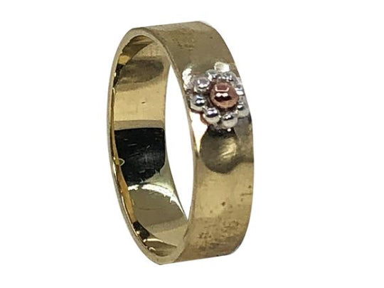 Brass with Sterling Silver/Copper Flower Ring