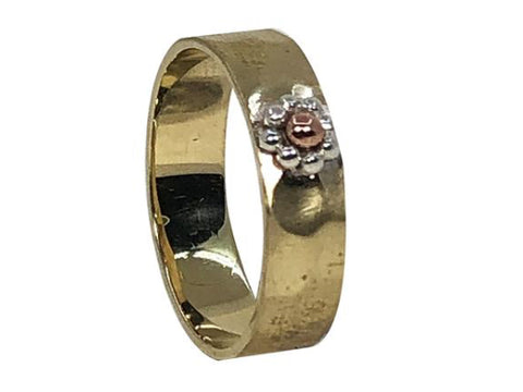 Brass with Sterling Silver/Copper Flower Ring
