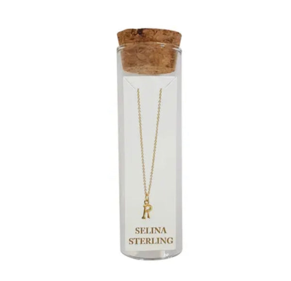 Selina Initial Necklace in Yellow Gold Plated Sterling Silver