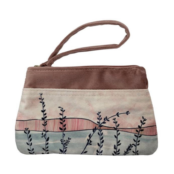 Velvet Zipper Clutch Bag