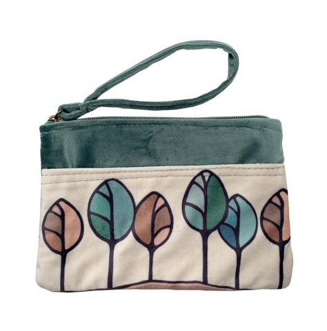 Velvet Zipper Clutch Bag