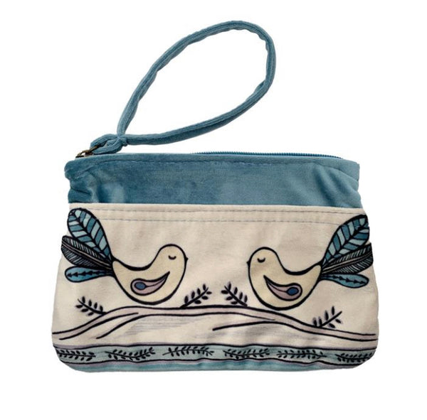 Velvet Zipper Clutch Bag
