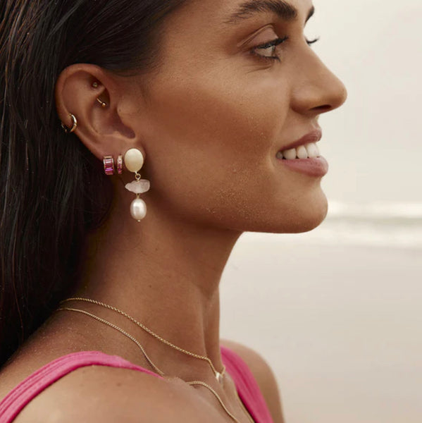 Free-Form Rose Quartz Pearl Drops