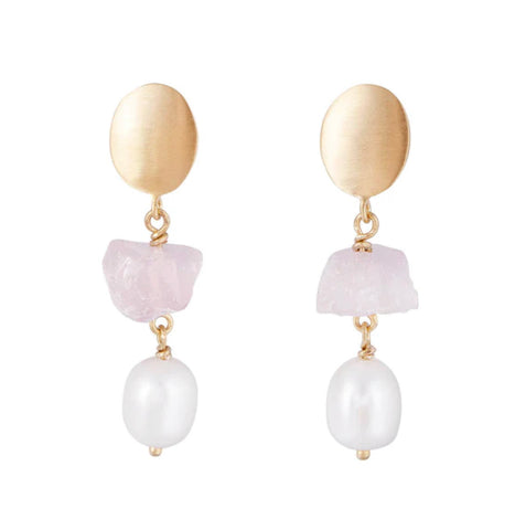 Free-Form Rose Quartz Pearl Drops