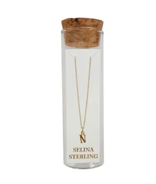 Selina Initial Necklace in Yellow Gold Plated Sterling Silver