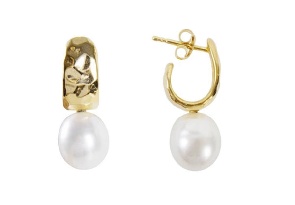 Pearl Beaten Dolce Hoops - Gold