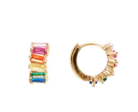 Rainbow Baguette Cluster Huggies
