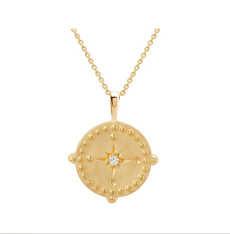 Pendant Disc Necklace in 18KT Yellow Gold Plate