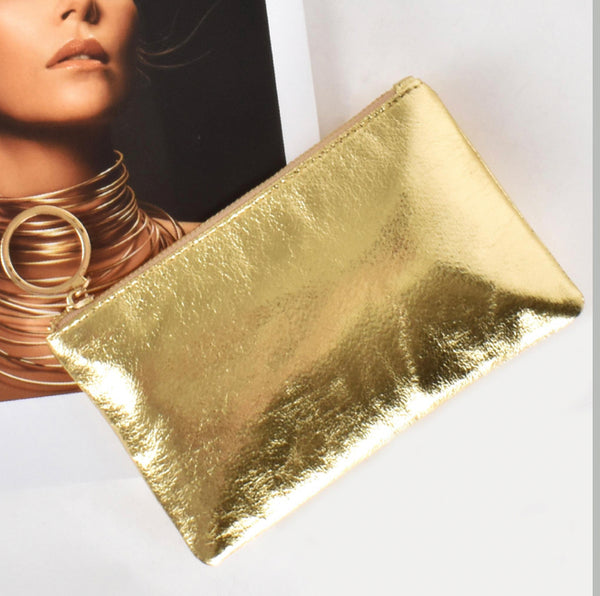 Alecia Metallic Ring Pull Pouch