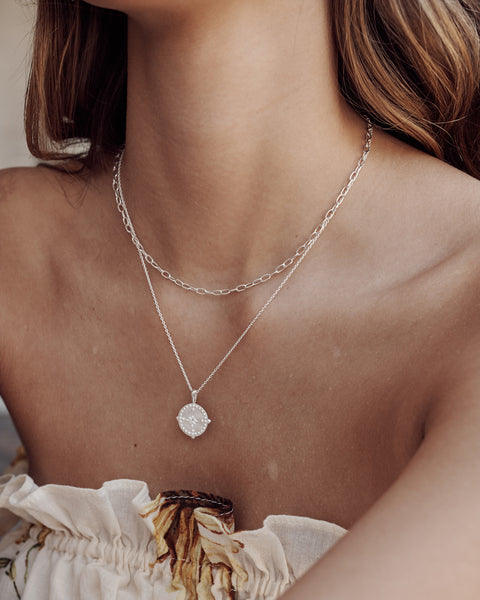 Rectangle Curb Link Choker in Sterling Silver