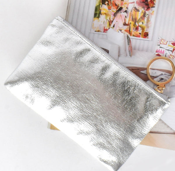 Alecia Metallic Ring Pull Pouch