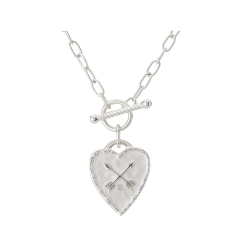 Heart Fob Necklace in Sterling Silver 42cm Length