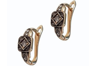 Etruscan ST Gold Deco CZ Square Earring