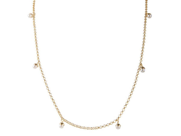 Pearl Pom Necklace - Gold