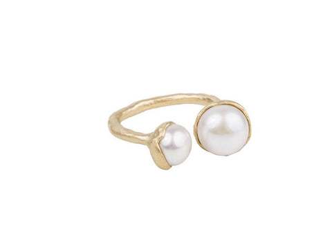 Double Pearl Ring - Gold