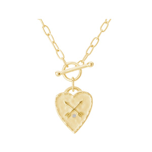 Heart Fob Necklace in Yellow Gold Plate