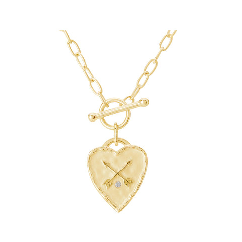 Heart Fob Necklace in Yellow Gold Plate